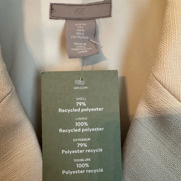 H&M Cream Blazer Textured Suit Jacket - Picture 4 of 5